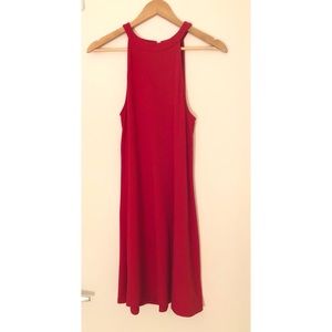 Express Red Sleeveless Trapeze Dress